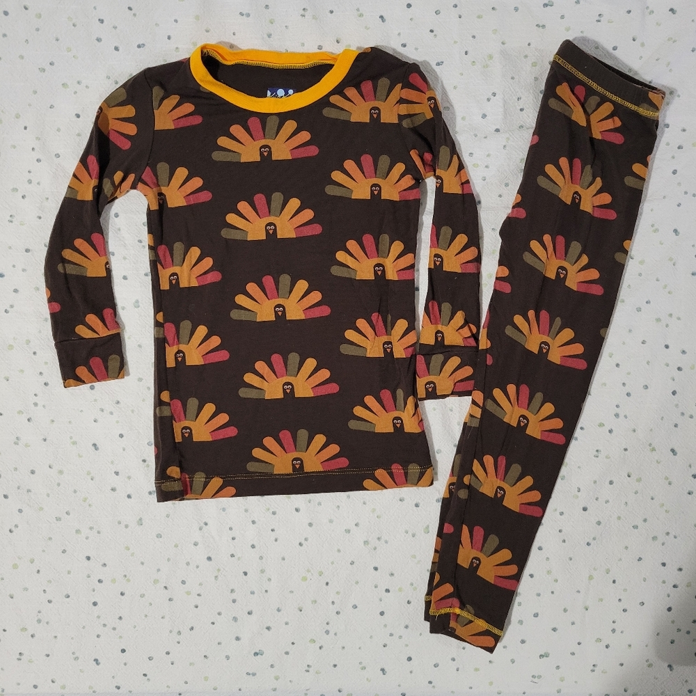 Kickee Pants Turkey Thanksgiving Pajamas 3T Fit like 2T